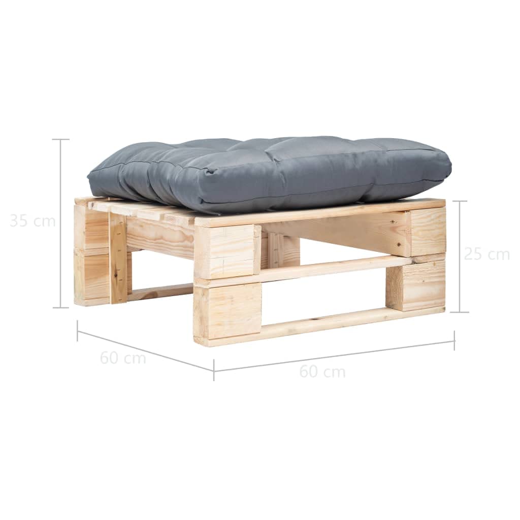 Taboret paletowy Outdoor z poduszką, szary