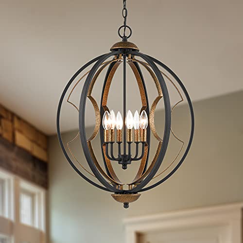 Featured Product HUANXIN Vintage Globe Chandelier, 6 Lights Farmhouse Rustic Chandelier Black and Forging Glod Industrial Pendant Lighting Metal Spherical Hanging Ceiling Chandelier for Dining Room, Kitchen, Foyer Featured Product HUANXIN Vintage Globe Chandelier, 6 Lights Farmhouse Rustic Chandelier Black and Forging Glod Industrial Pendant Lighting Metal Spherical Hanging Ceiling Chandelier for Dining Room, Kitchen, Foyer