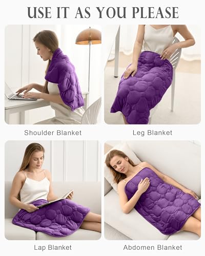 Image of Cottonblue Weighted Lap Blanket Pad 5 lbs 29 inch x 33 inch, Cozy Luxury Crystal Velvet Weighted Blanket for Adults Teens, Small Weighted Blanket Throw All Season for Travel Relaxation Sleeping, Purple