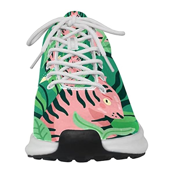 Tijger omringd door bladeren groene gepersonaliseerde sneakers lichtgewicht wandelschoenen running atletische casual sneakers