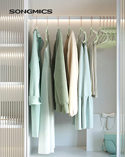 SONGMICS-Velvet-Hangers-Set-of-50-Non-Slip-Space-Saving-Clothes-Hanger-Rose-Gold-Swivel-Hook-02-Inch-Thick-171-Inch-Long-Lime-Green-BREANNA-Collection-UCRF021GR50