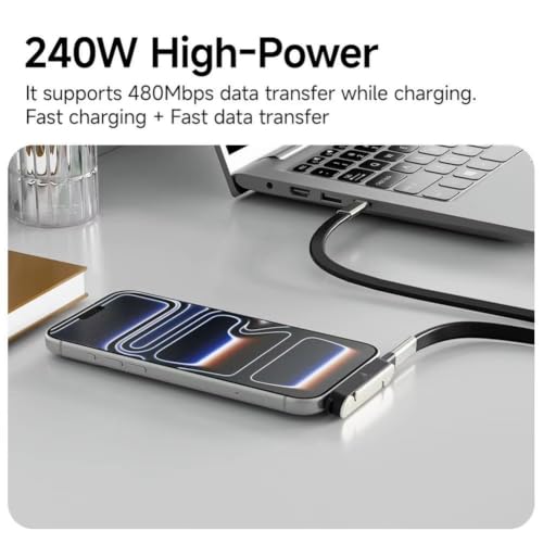 Image of Tobo USB C to USB C Adapter with Foldable Phone Stand, 240W PD Fast Charging Type C Male to Female Converter, 90 Adjustable USB-C Extender for Laptop, Tablet & Smartphone (Charging & Data) TD-1644CC
