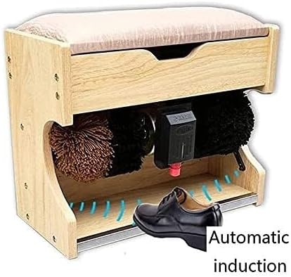 Automatic Shoe Polisher Machine, Household Electric Shoe Brush with Storage Box & Shoe Bench, 1400 RPM Shoe Shiner for Home & Public Use