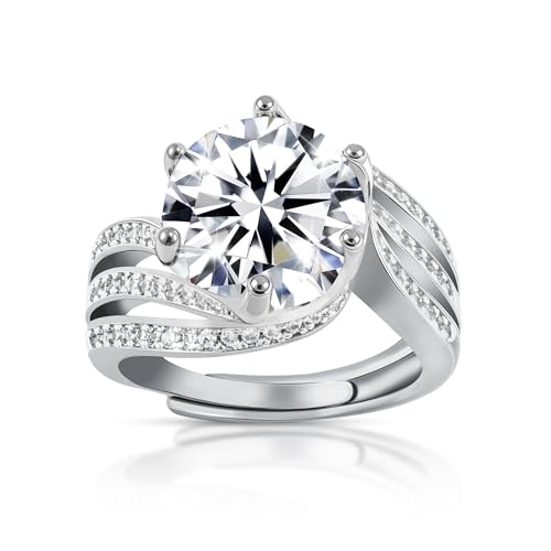 5ct Moissanite Engagement Rings for Women, Promise Wedding Rings,Solitaire Diamond Travel Engagement Ring for Women,Simulated Diamond Anniversary Rings Us Size 9 Gift box