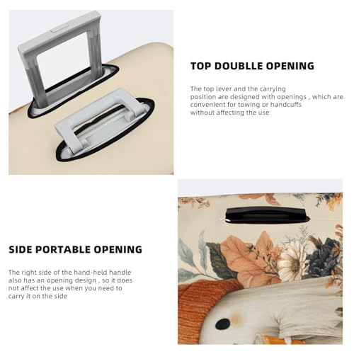 Cute Ghost Autumn Leaves Flowers Halloween Elastic Travel Luggage Covers Dustproof Scratch-Resistant Suitcase Protector Fit 22-24 Inch3