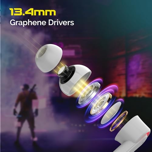 Image of CrossBeats Fury Max Gaming TWS in-Ear Buds |100hr Playtime Bluetooth Earphones | RGB Lights | BT v5.4 | 30ms Low Latency | 360 Spatial Audio | 3D Sound Stage | 6 mics AI ENC | Dual EQ Modes(Grey)