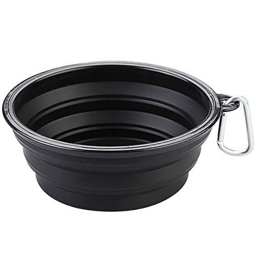 LANGING - Cuenco Grande Plegable para Perros, Color Negro