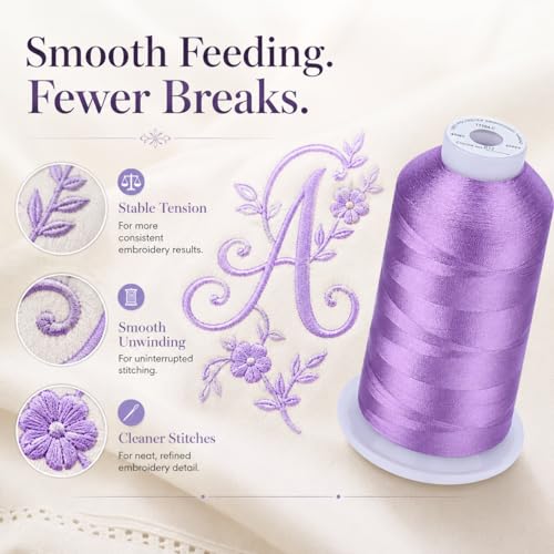 Image of Simthread Embroidery Machine Thread 5000M 40WT Polyester, Lilac 612 | 5000M 40WT polyester thread feeds smoothly for home or commercial embroidery projects.