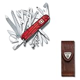 VICTORINOX(ビクトリノックス) スイスチャンプ トランスルーセントレッド 多機能 ナイフ アウトドア キャンプ プライヤー はさみ ルーペ付き 33機能を搭載したスイス製マルチツール コンパクト 携帯しやすい 防災グッズ 十徳ナイフ 万能ナイフ 【国内正規品 保証付】 1.6795.T