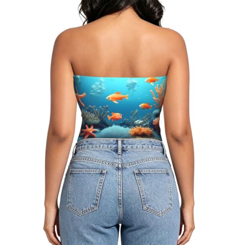 Top tubo sin tirantes coral fish para mujer con agarre de silicona miniatura 4