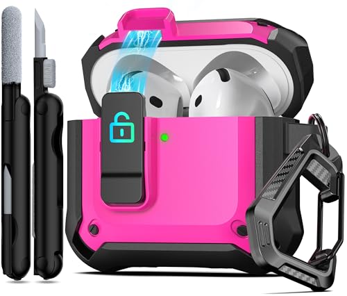 Image of RFUNGUANGO for AirPods 5 /4 Case (2026 /2024) with Lock, Rose Red