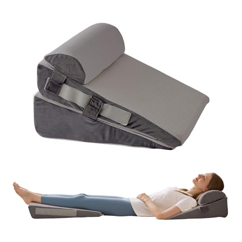 WGAKCED 3Pcs Wedge Pillow Set for After Surgery,Acid Reflux Relief, Adjustable Bed Wedge Pillows for Sleeping,Anti Snore, Memory Foam Triangle Pillow for Back&Neck&Shoulder Pain Relief, Grey