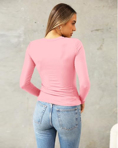 Image of Abardsion Women's Slim Lightweigh Long Sleeve T Shirts | Fall Clothes 2026 Casual Basic Crewneck Going Out Crop Tops Y2K