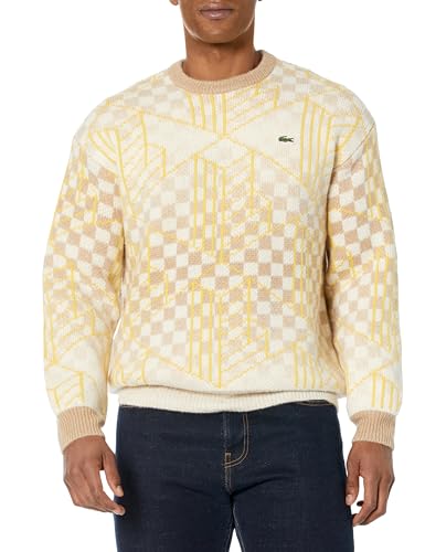 Lacoste Mens Long Sleeve Crew Neck Ombre Graphic Sweater