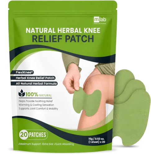 Image of FlexiKnee Warming Herbal Knee Pain Patches (20 Count) - 12-Hour Strong Hold | Medical-Grade Adhesive Heat Patches for Bone-on-Bone, Joint Ache, Muscle Soreness Support - Pain Relief for Knees, Back, Neck