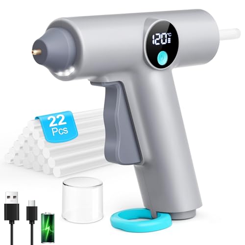 Hot Glue Gun Cordless Fast Heating with 22 Pieces Hot Glue Sticks 7 mm Type-C Charging for Gift School DIY Crafts and Repairs in Home and Office Guns Crafts/DIY Arts/Card/Plastic/Wood