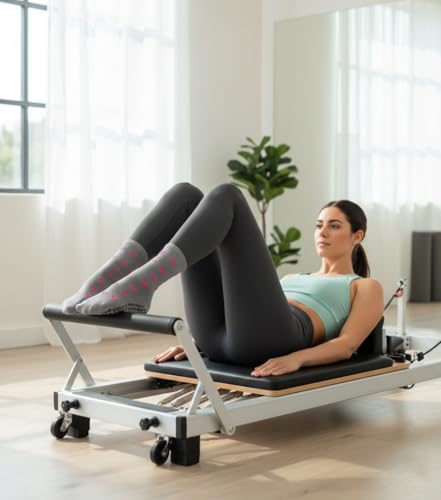 Image of Pilates Socks for Women, Non Slip Grip Socks for Yoga, Barre, Hospital, Grippy Socks Womens Gifts, 4 Pairs