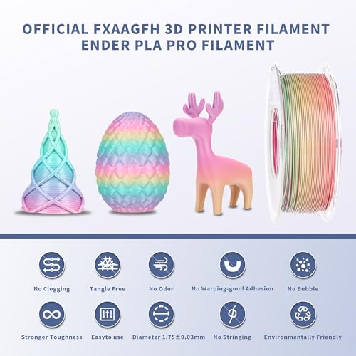 Image of Rainbow 3D PLA Printer Filament 1.75 mm, Matte 3 D PLA Printing Print Filament + /-0.03mm, 1kg /2.2lbs