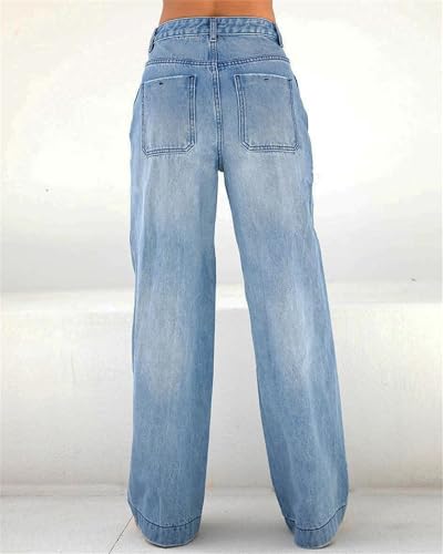 Women's Boyfriend Baggy Jeans Low Waist Wide Leg Straight Denim Pants 90s Baggy Jeans with Pockets3