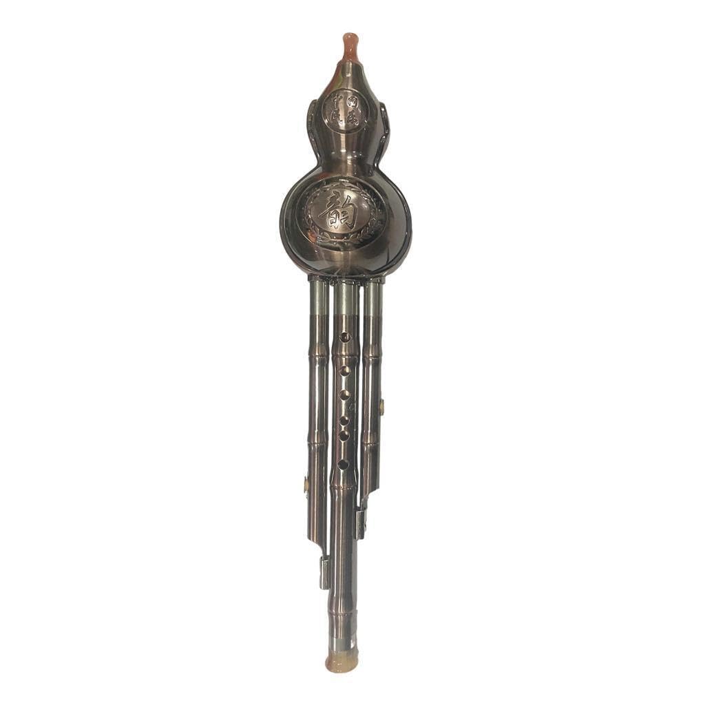 Strumento flauto Hulusi, flauto cucurbita con custodia, splendidamente realizzato, adatto per principianti che apprendono musica. Squisito strumento, tasto c, 42 cm
