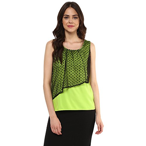 Image of mayra Women's Crepe Green Color Sleeveless Top