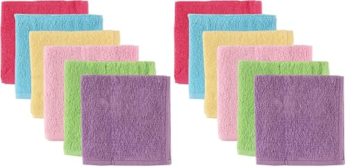 Image of Luvable Friends Unisex Baby Super Soft Cotton Washcloths, Pink, One Size (Pack of 2)