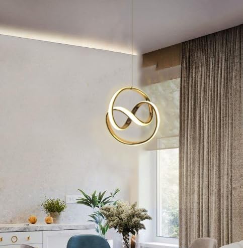 Image of American Spiral Style LED Pendant Lamp for Dining Table, Bedroom & Living Room Hanging Ceiling Light for Home, Office, Restaurant & Bar (Ring Spiral Hanging)