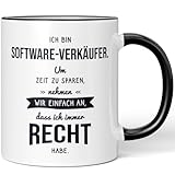 JUNIWORDS Tasse, Ich bin Software-Verkäufer. Um Zeit zu sparen, nehmen wir einfach an, dass ich immer recht habe, Schwarz (6330930)