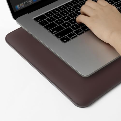 Image of CONTACTS 13-13.3 inches Laptop Sleeve Compatible for MacBook Pro /MacBook Air and All Other laptops Under 13.3 inch Pu Leather - Brown