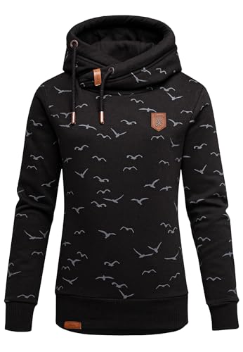 REPUBLIX Damen Print Kapuzenpullover Sweatjacke Pullover Hoodie Sweatshirt RD-018 Schwarz M