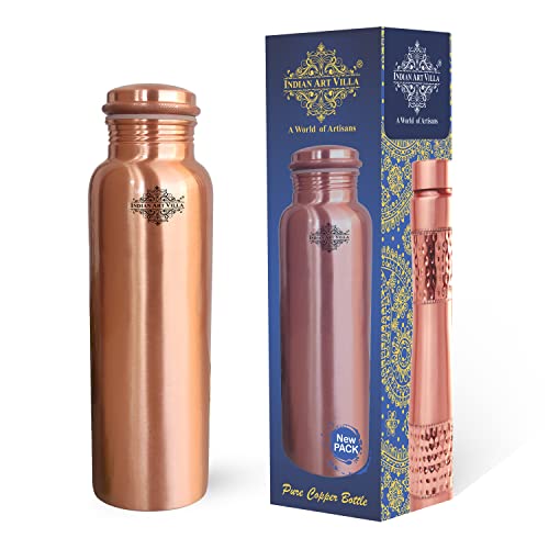 INDIAN ART VILLA Pure Copper Water Bottle With Plain Matt Finish Design, Drinkware, Storage Purpose, Volume-1000 ML, Pack Of 1 For Rs. 540 @ 65 %
