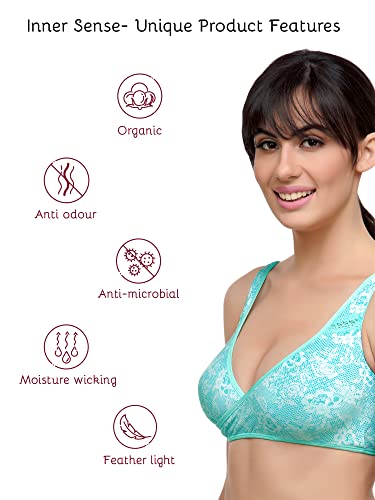 Image of Inner Sense Organic Cotton Bamboo Nursing Bra for Women I Overlap Feeding Bra with High Coverage and Wire-Free Design I Sleep Maternity Wear Without Padding