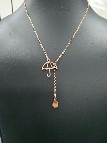 Miniatura 3 de Collar personalizado con forma de Lariat Y con gota de lluvia, collar único