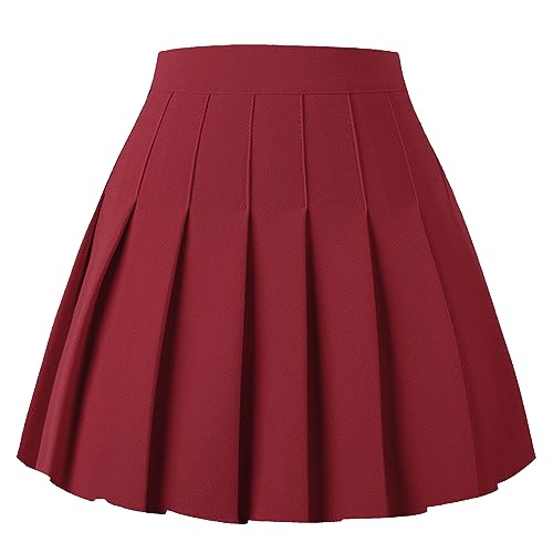 Image of Girstunm Women's Pleated Skirt Mini Skater Basic Skirts High Waist School Girls Uniform Short Cheerleader Skirt