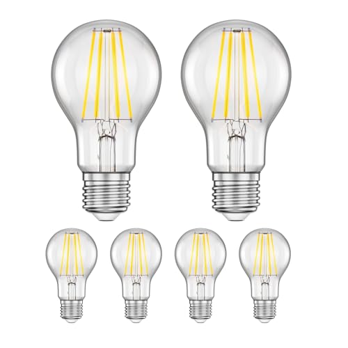 ledscom.de 6 Pieces E27 LED Bulb, A60, Warm White (2700 K), 7.1 W, 963lm, 3-Step dimmer