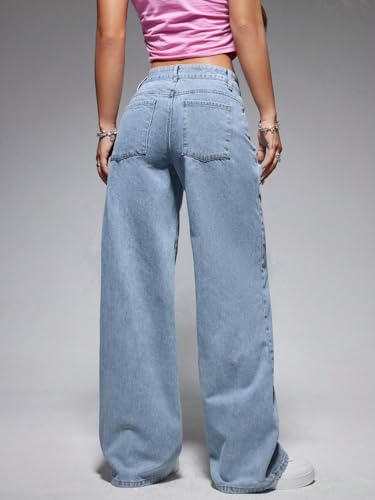 Image of Shasmi Women's Black Wide Leg Baggy Jeans High Waist Relaxed Fit Denim Pants - Loose Straight Fit Korean Style Oversized Casual Jean for Womens (Jeans 294)
