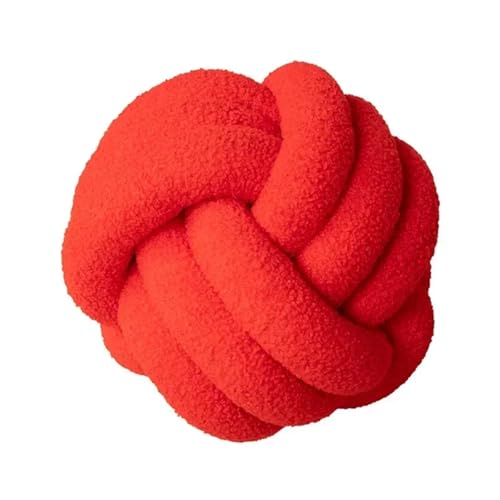 QWWQYDY Cojin Nudos Almohada rellena con Bolas de Nudo, cojín Felpa Lana, Almohada Anudada Decorativa Hecha a Mano, Cojines for Dormir(Red,28CM)