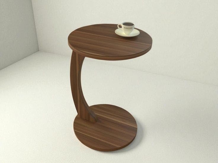 Image of C Shaped Wooden Sofa Side Table for Living Room | Multipurpose Laptop Table for Couch Bed & Recliner | Space Saving Portable End Table | Modern Furniture for Home & Office Use Natural Brown