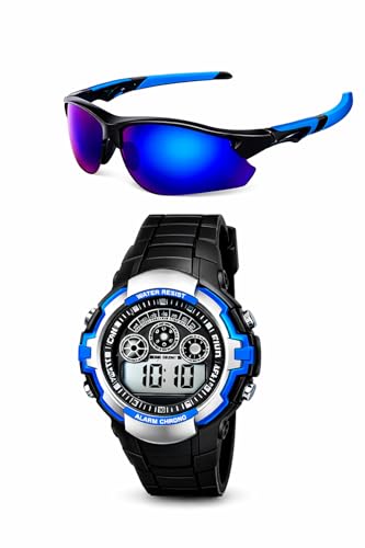 Image of ALNA-TURA Stylish Digital LED Watch and Sunglasses,Combo Gifts for Kids Boys and Girls,UV Protection Sports Cooling Glasses Shade with Wrist Watch,Birthday Return Gift for Kids (Age 3 to 12)