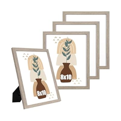 kennethan 8x10 Picture Frame Gray Set of 4, Wooden Poster Frame for Tabletop and Wall Mounting Display for Home, Office,Gallery,Holiday with Photos, Posters, Puzzles