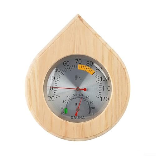 Higrómetro y termómetro de madera del sitio de la sauna, dispositivo montado en la pared para controlar la temperatura y la humedad con precisión