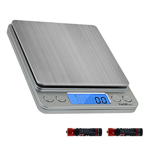 Prefer Green Digital Kitchen Scale, 3000g 0.01oz/0.1g Pocket Cooking Scale, Mini Food Scale,Jewelry Scale Stainless Steel, (Batteries Included) (3000g/0.1g)