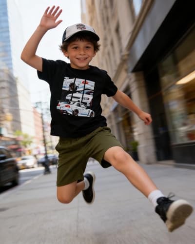 Image of OLMRJKD Boys 2 Piece Outfits Short Sleeve Colorblock T-shirt and Shorts Summer Casual Clothes for 6-12 Years