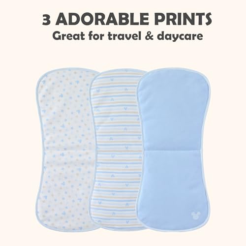 Image of Disney Baby Burp Cloths 3-Pack - Mickey Mouse and Minnie Mouse Soft Absorbent 20 inch x 10 inch Leakproof Burping Rags for Baby Boys Girls & Unisex Newborns & Infants