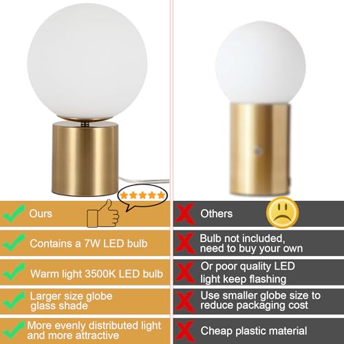 Table Lamp Nightstand Lamp Desk Lamp Gold White Glass - Image 5