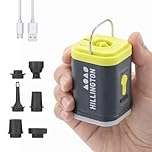 Hillington 3-in-1 Portable Air Mattress Pump - Rechargeable Electric Air Bed Pump for Deflate Inflatable with Camping Light and 5 Nozzles - Mini Vacuum Pump for Travel Bags Outdoor Use