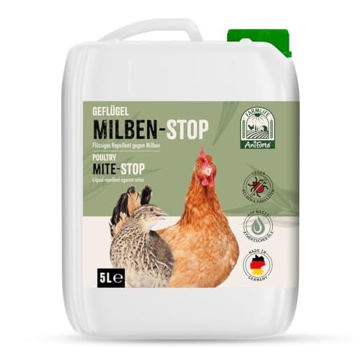 Kerbl 299698 Interkokask Desinfektionsspray 500 ml 5 AniForte Milben Stop Flüssig für Hühner & Geflügel 5 Liter - gegen Milben & Parasiten, bei akutem Befall & Vorbeugende Maßnahme, Effektive Abwehr, Ideal zum Nachfüllen Milben Stop Spray
