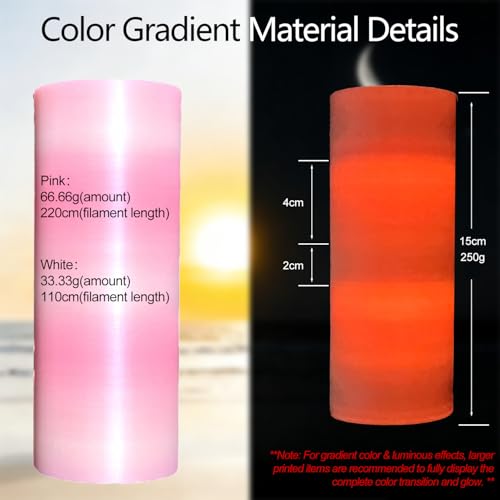 Image of Lollipop Glow in Dark Rainbow Pink PLA 1.75mm 1kg Luminous 3D Filament FDM | Luminous Gradient Lollipop color Bright night printing Hide layer line No tangle 1kg spool 2.2lbs for Printer Bambu Prusa