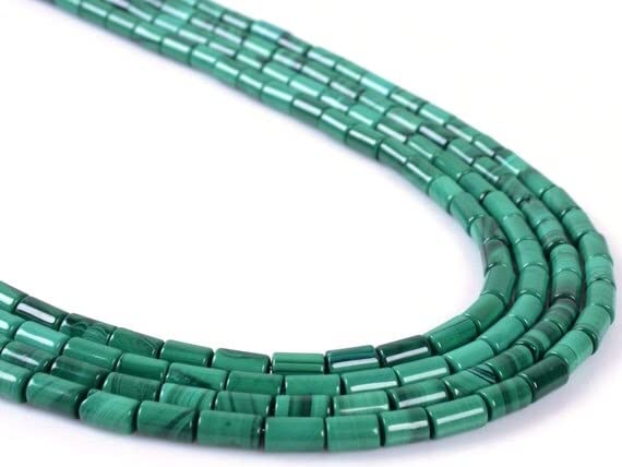 Perles tubes en malachite véritable de 5mm pour création de bijoux DIY de 40cm - 2