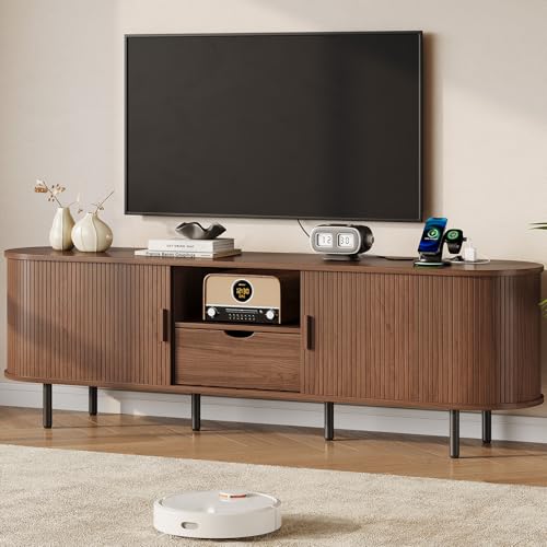 Mid-Century TV Stand with Power Outlet and Storage